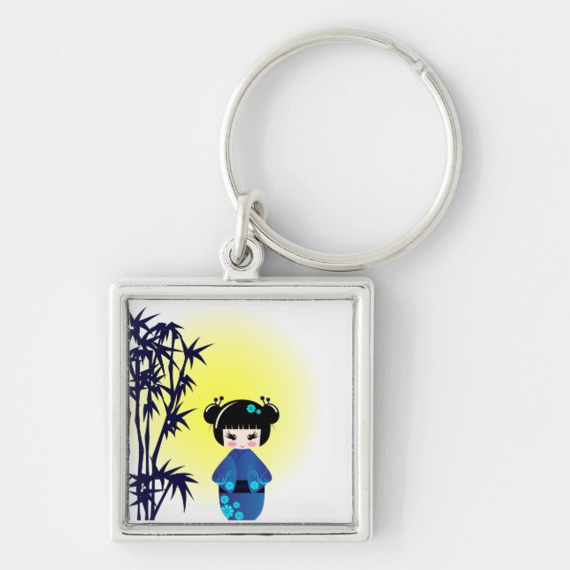 Porte-clés Poupée et bambou de Kokeshi (Devant)
