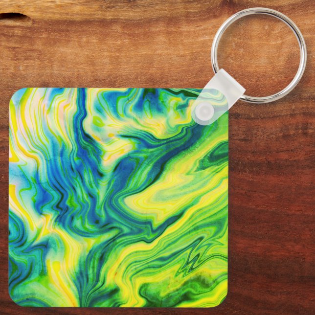 Porte-clés Pour acrylique, Bleu, Vert, Jaune / (Verso)