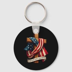 Porte-clés Pour Dieu et la Croix du pays Christian Patriotiqu