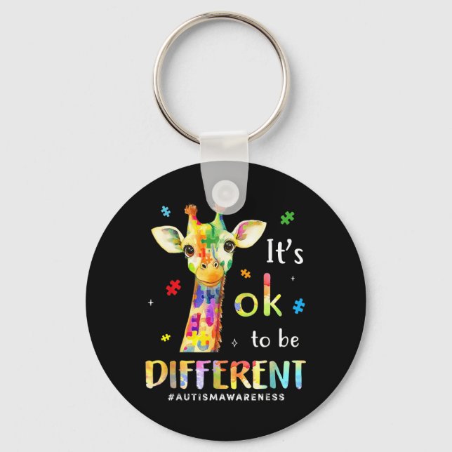 Porte-clés Pour être une girafe mignonne différente Autisme (Recto)