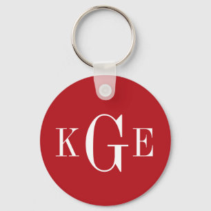 Porte-clés pour garçon d'honneur rouge blanc monog