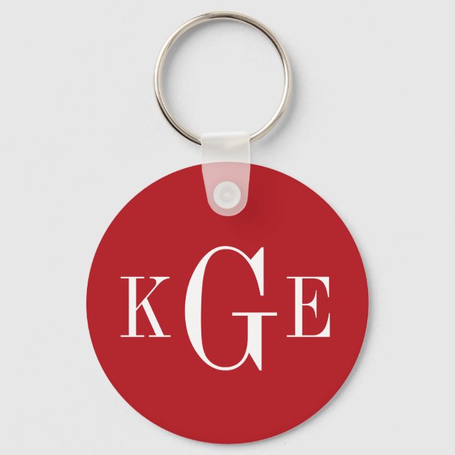 Porte-clés pour garçon d'honneur rouge blanc monog (Recto)
