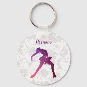 Porte-clés pour patineuse - Silhouette Rose Violet