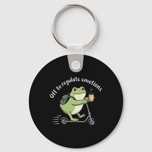 Porte-clés Pour réguler les émotions drôle scooter grenouille (Recto)