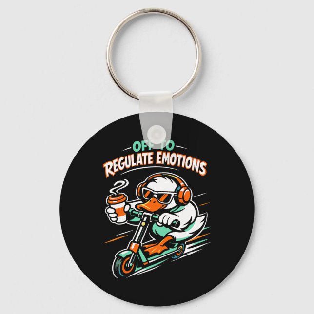 Porte-clés Pour réguler les émotions Funny Duck Scooter Menta (Recto)