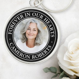 Porte-clés Pour toujours dans nos cœurs photo de deuil à bord