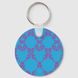 Porte-clés Pourpre-Aqua de damassé