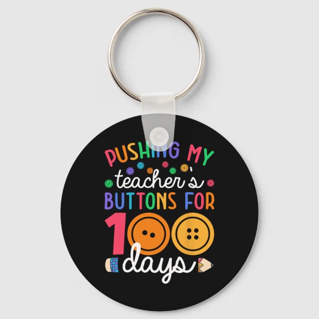 Porte-clés Pousser le bouton de mon enseignant 100 jours Ense (Recto)