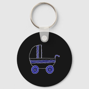 Porte-clés Poussette de bébé noir et bleu