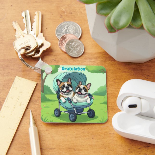 Porte-clés Poussette pour Bouledogue Français (Bureau)