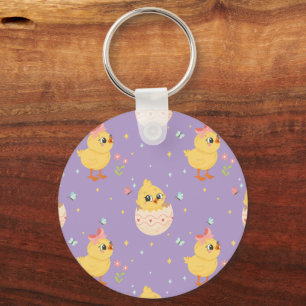 Porte-clés Poussin de Pâques mignon avec motif transparent à