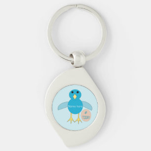 Porte-clés poussin garçon anniversaire bleu person