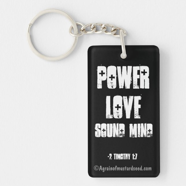 Porte-clés Power Love Sound Mind Bible Citation (Devant)