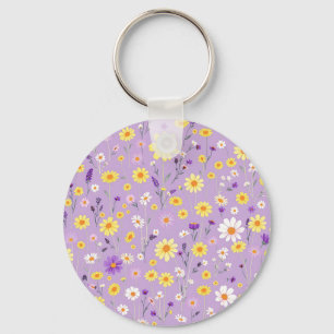 Porte-clés Prairie de fleurs sauvages jaune lavande Cottageco