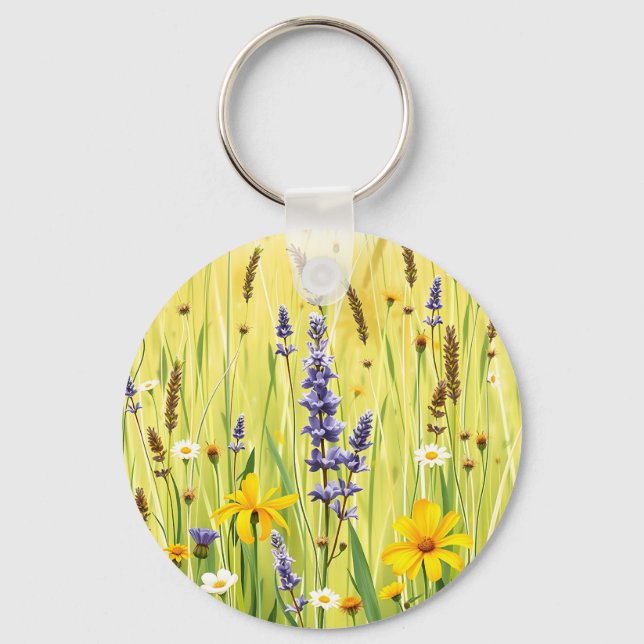 Porte-clés Prairie de fleurs sauvages motif d'été (Recto)