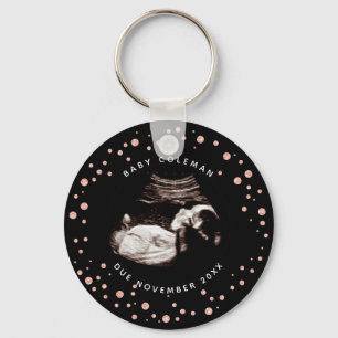 Porte-clés Pregnancy Pink Glitter Sonogram Ultrasound Photo