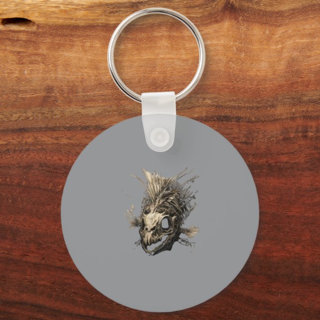 Porte-clés Prehistoric Fish Skull Grunge Dark Art (Recto)