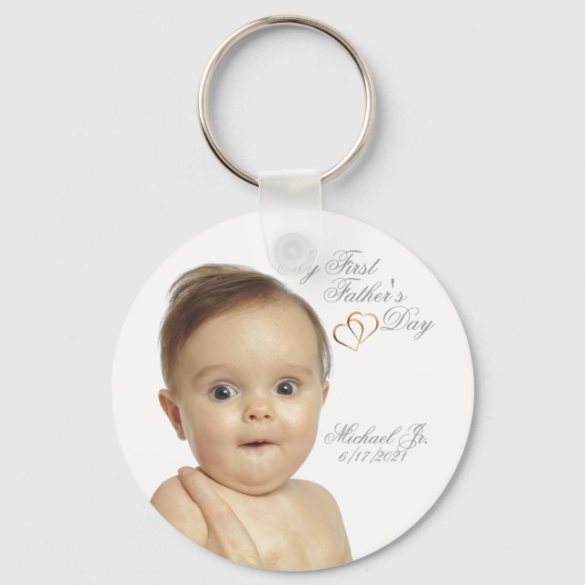 Porte-clés Premier Fête des pères Porte - clé Bouton - Custom (Recto)