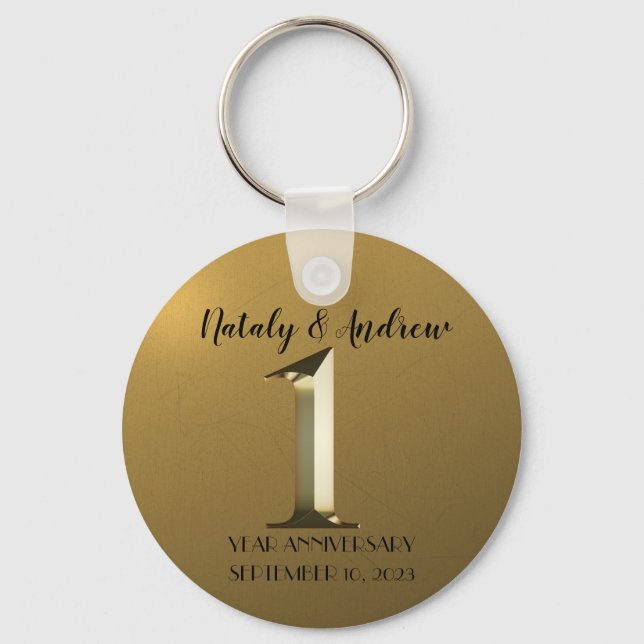 Porte-clés Premier mariage d'or métallique (Recto)