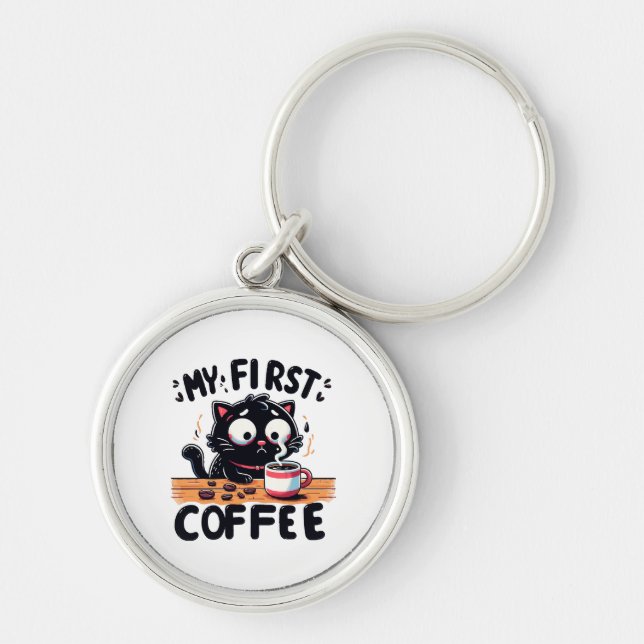 Porte-clés Première aventure de café noir (Devant)