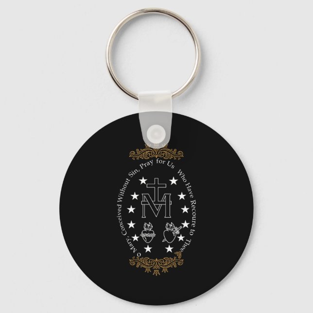 Porte-clés Première communion catholique Ô Marie pour garçon  (Recto)