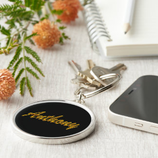 Porte-clés Premium Anthony Round en style noir