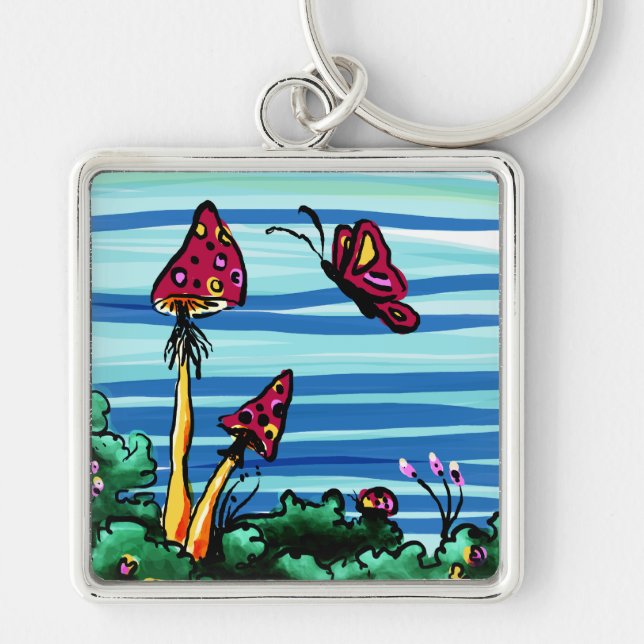 Porte-clés Premium Keychain, 2 Red Mushrooms (Devant)