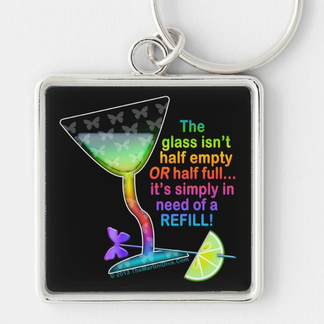PORTE-CLÉS PREMIUM KEYCHAINS - GLASS HALF FULL (Devant)