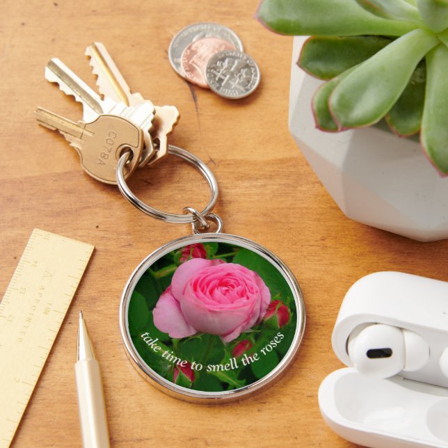 PORTE-CLÉS "PRENEZ DU TEMPS POUR SENTIR LES ROSES" JOLIMENT R (Bureau)