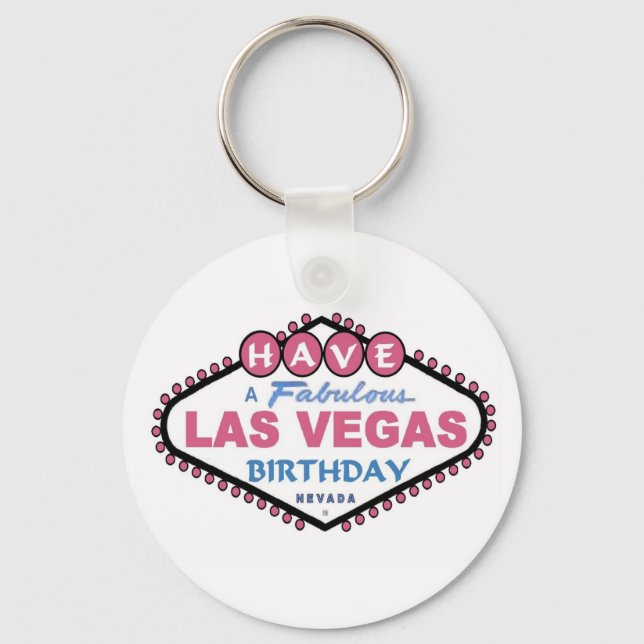 Porte-clés Prenez Un Porte - clé Rose Anniversaire À Las Vega (Recto)