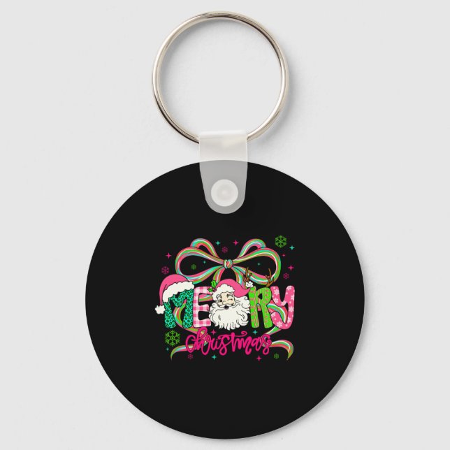 Porte-clés Préparatifs Coquette Bow Joyeux Noël Santa Noël Fa (Recto)