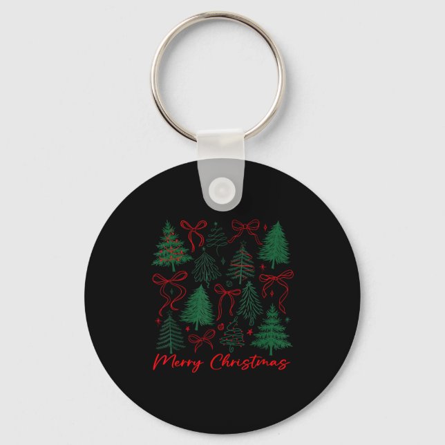 Porte-clés Preppy Christmas Tree Merry Xmas Girly Coquette Ki (Recto)
