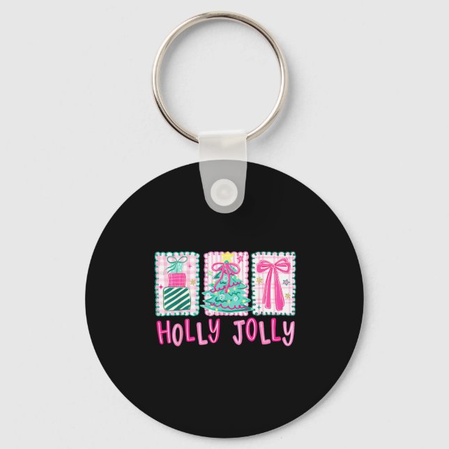 Porte-clés Preppy Holly Xmas Jolly Coquette Bow Christmas Tre (Recto)