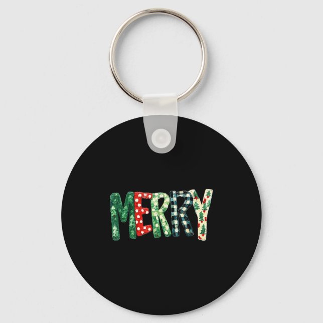 Porte-clés Preppy Merry,christmas Funny Froral Checkered Gift (Recto)