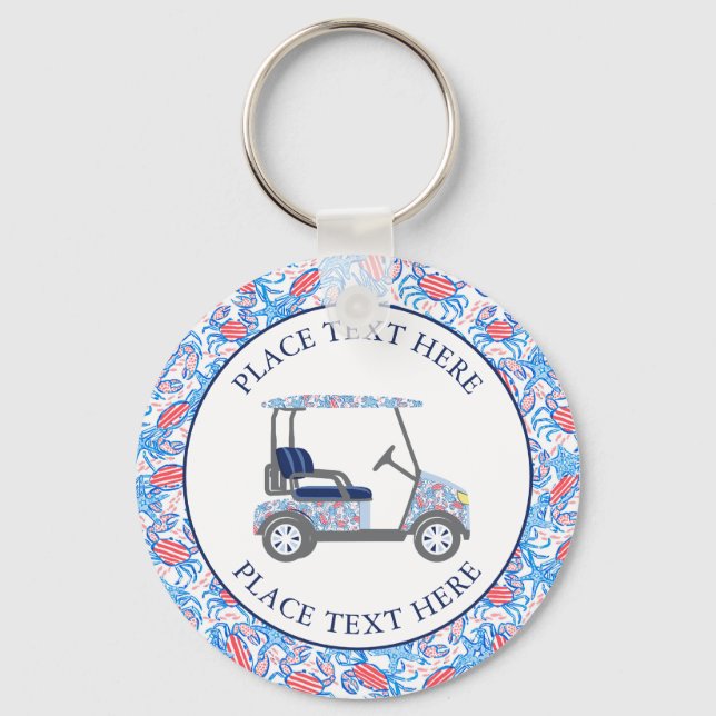 Porte-clés Preppy Patriotic Crabs Golf Cart (Recto)