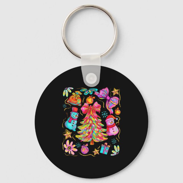 Porte-clés Preppy Xmas Coquette Bow Lace Merry Bright Christm (Recto)