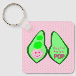 Porte-clés Prêt pour la pop bébé fille Baby shower de pois ro
