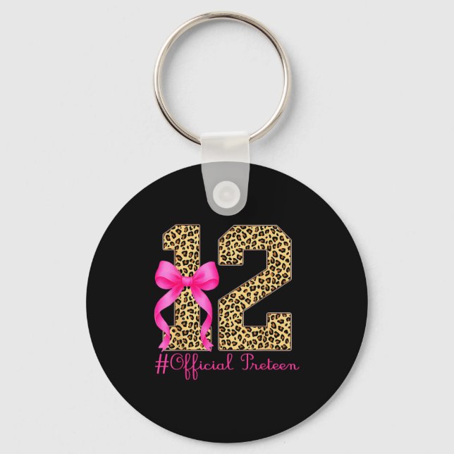 Porte-clés Preteen 12th Birthday Girl Coquette Bow Leopard  (Recto)