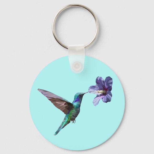 Porte-clés Pretty Blue Hummingbird/Hibiscus Key Chain (Recto)