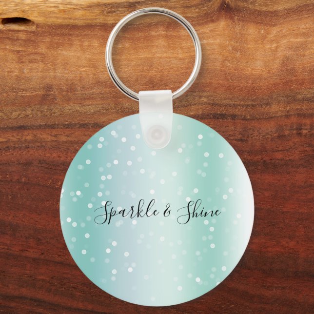 Porte-clés Pretty Mint White Bokeh Dots Celebration (Recto)
