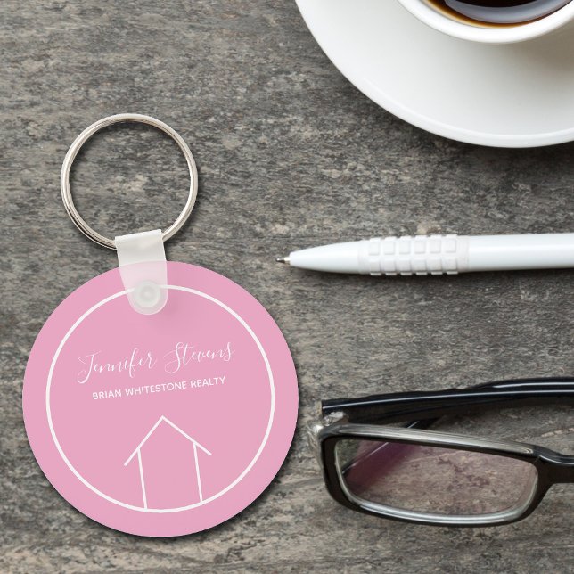 Porte-clés Pretty Pink Real Estate Agent Personalized Realtor (Créateur téléchargé)