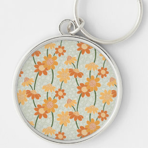 Porte-clés Pretty retro muted 1970 s flowers
