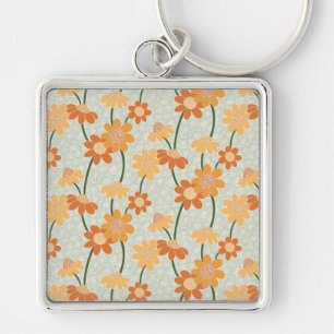 Porte-clés Pretty retro muted 1970 s flowers