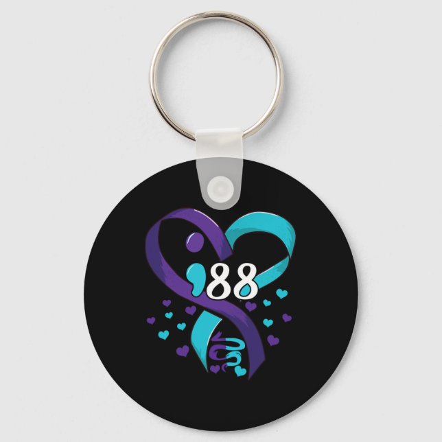 Porte-clés Prevention Awareness 988 Heart Teal And Purple  (Recto)