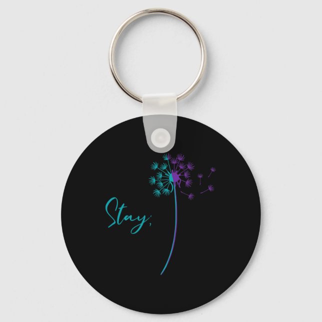 Porte-clés Prévention Suicide Dandelion Turquoise Et Violet S (Recto)