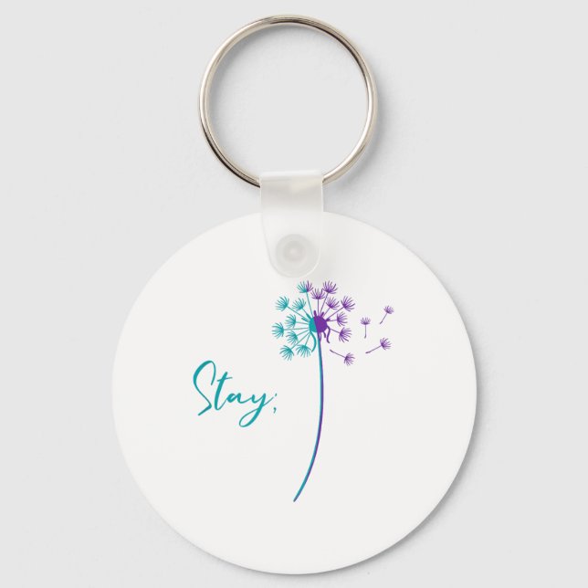 Porte-clés Prévention Suicide Dandelion Turquoise Et Violet S (Recto)