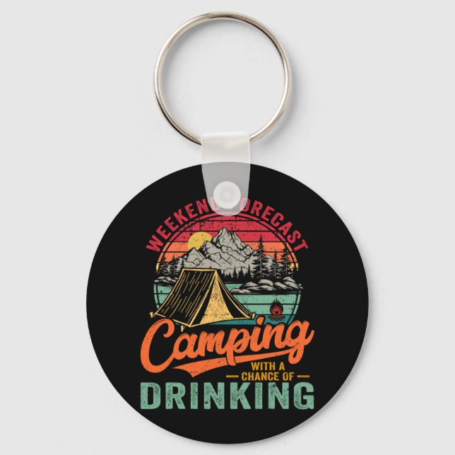 Porte-clés Prévisions de week-end Camping avec possibilité de (Recto)