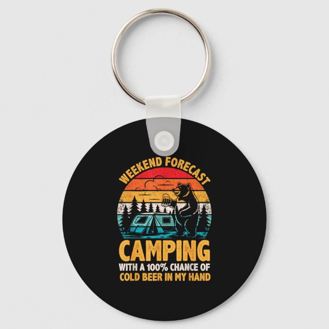 Porte-clés Prévisions de week-end de camping 100% de chance d (Recto)