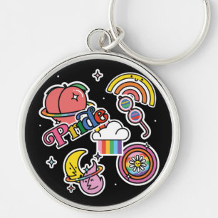 Porte-clés Pride+LGBTQ. Aimez la fierté. Coeur arc-en-ciel av