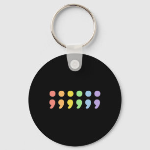 Porte-clés Pride Santé Mentale Semicolon Lgbtqia+ Lgbt Pastel